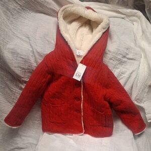 GAP Red Knit Hooded Kids Jacket
